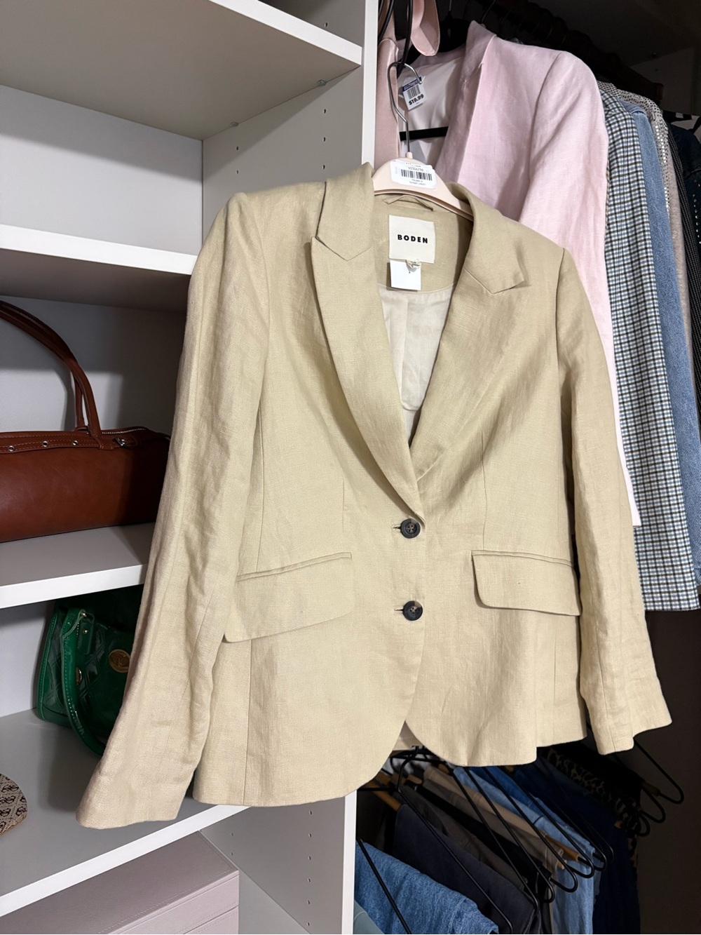 Boden 100% Linen Women's Tan Tailored Blazer
